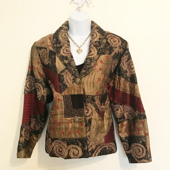 COLDWATER CREEK Mixed Media Textured Blazer, M - Picture 3 of 10
